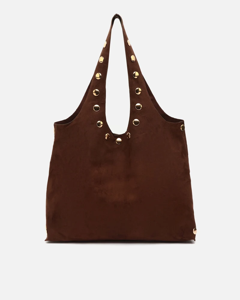 Nemi bolso hobo grande efecto ante con detalles metálicos grandes