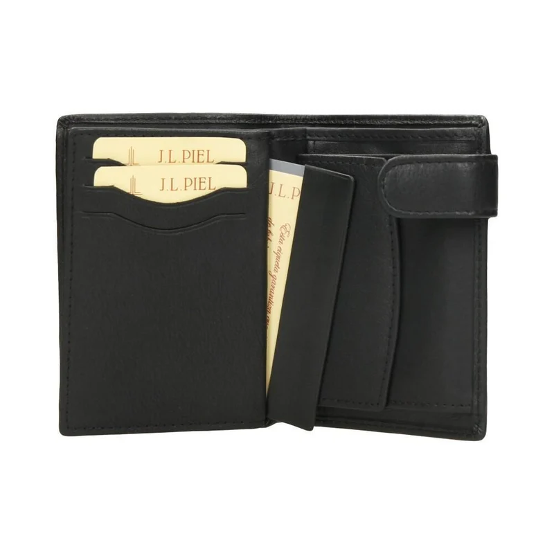 Cartera de Piel Vertical J.L. Piel Clasic Negra con RFID