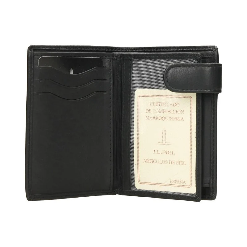 Cartera de Piel Vertical J.L. Piel Clasic Negra con RFID