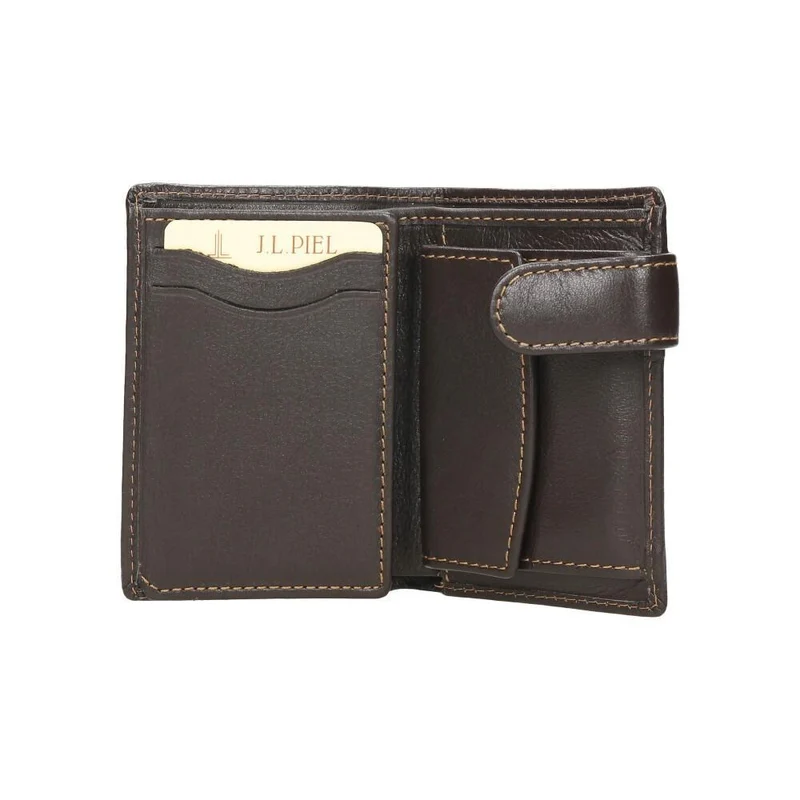 Cartera Hombre J.L Piel Marrón Vertical RFID con Monedero