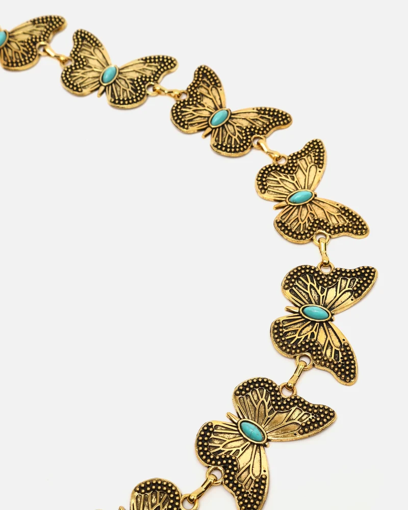 Kuala cinturón metálico mariposas