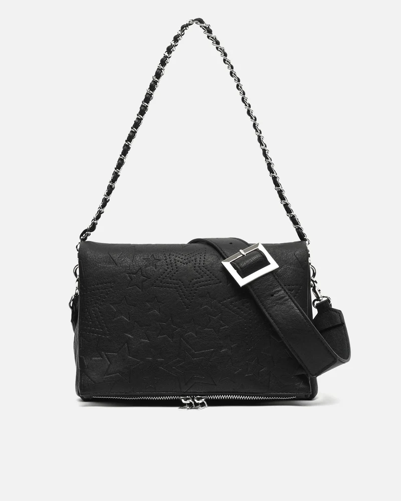Starti bolso de hombro con solapa y grabado de estrellas con asa bandolera extraíble