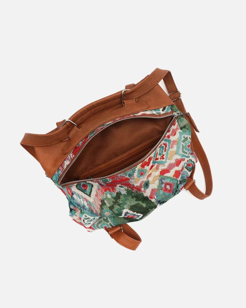 Zaria mochila antirrobo con estampado jacquard