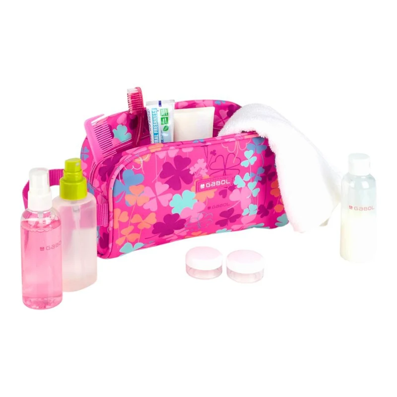 Neceser Escolar Gabol Clover Fucsia Estampado para Niña