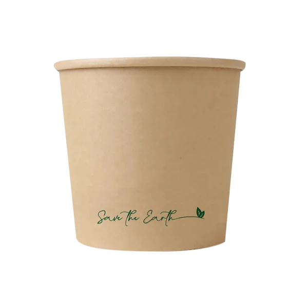 Envase redondo 26 oz Kraft 750 ml con tapa PP (Combo)