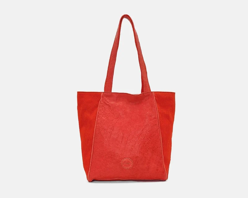 Bolso shopper grande de piel y lino Kelly de CUIROTS