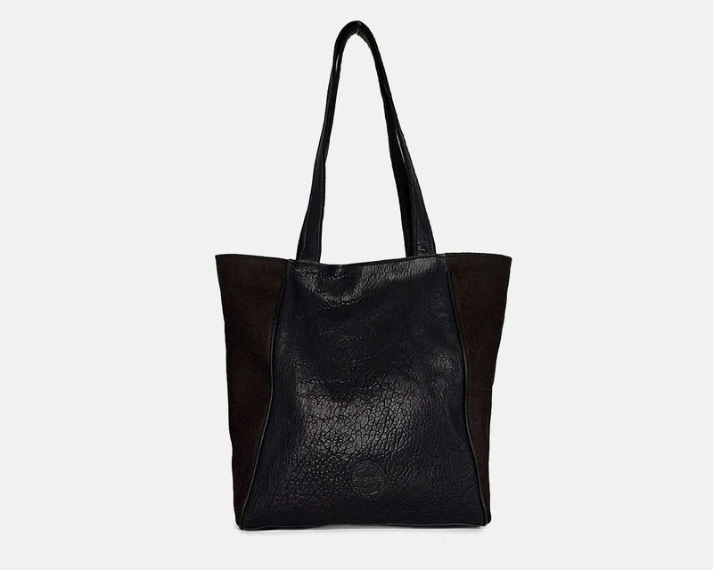 Bolso shopper grande de piel y lino Kelly de CUIROTS