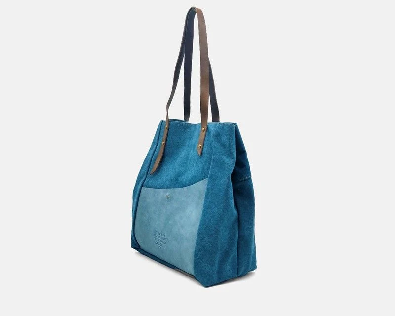Bolso Shopper Diagonal de lona y piel