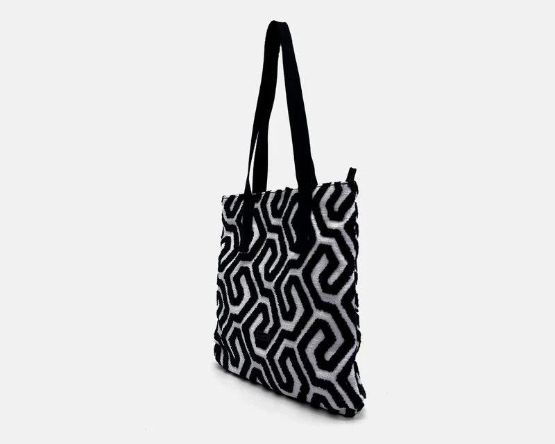 Bolso de hombro Shopper CUIROTS Summer geométrico negro