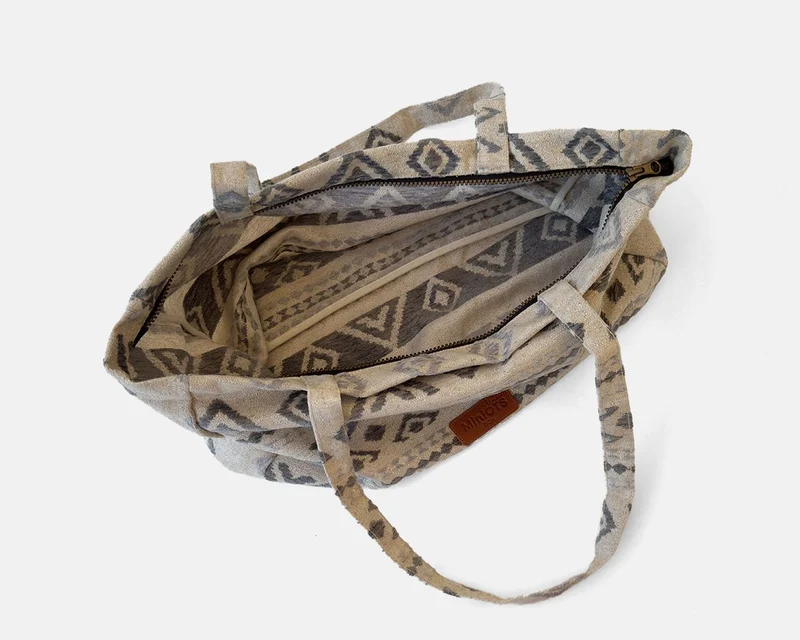 Bolsa tipo shopper grande MINIOTS étnico gris