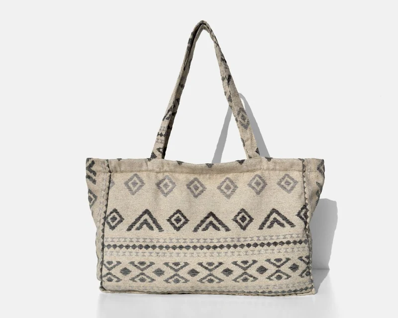 Bolsa tipo shopper grande MINIOTS étnico gris