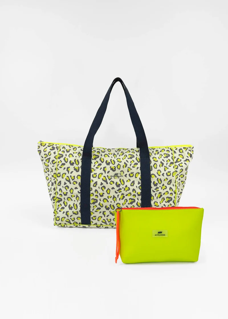 Pack London Bolso de Viaje Mediano + Bolso de Mano Neopreno Amarillo Flúor