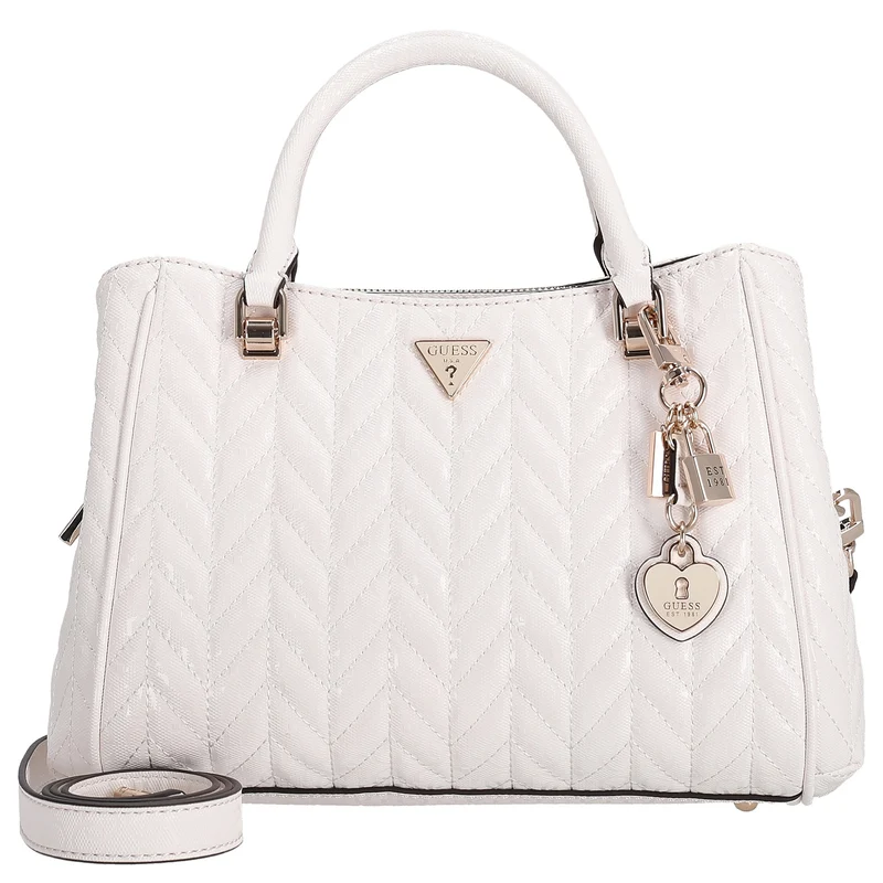 Guess Stacey Satchel - Bolso de mano 26 cm (off white)