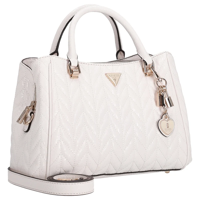 Guess Stacey Satchel - Bolso de mano 26 cm (off white)