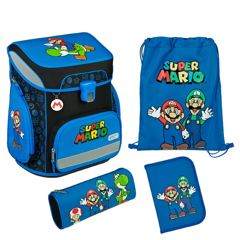 Scooli EasyFit - Set de mochila escolar 5 piezas (Super Mario)
