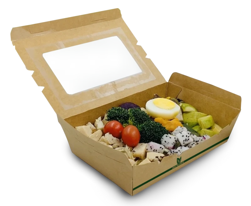 Caja Kraft con Ventana 1600ml (18x12x5cm)