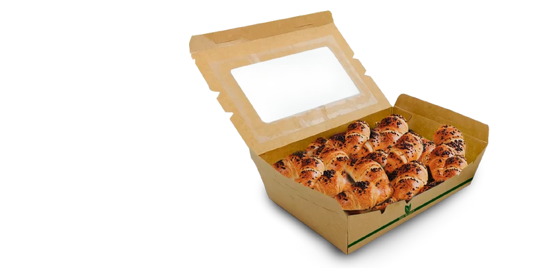 Caja Kraft con Ventana 900ml (15x10x4,5cm)