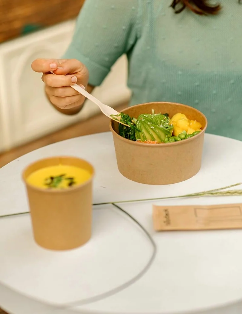 Sopera Cartón + Tapa Kraft 350ml (Combo)- 12oz