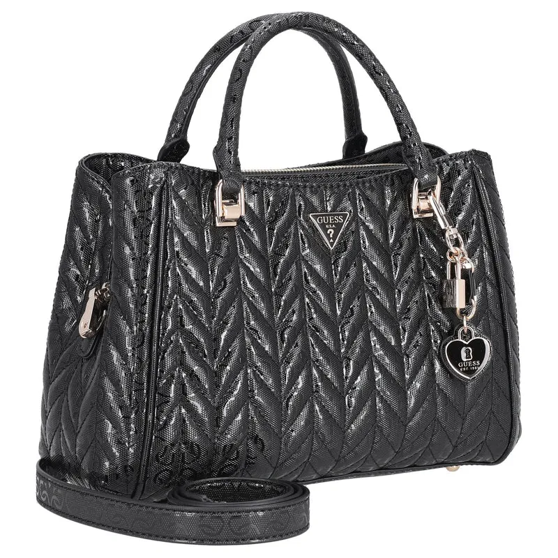 Guess Stacey Satchel - Bolso de mano 26 cm (black)