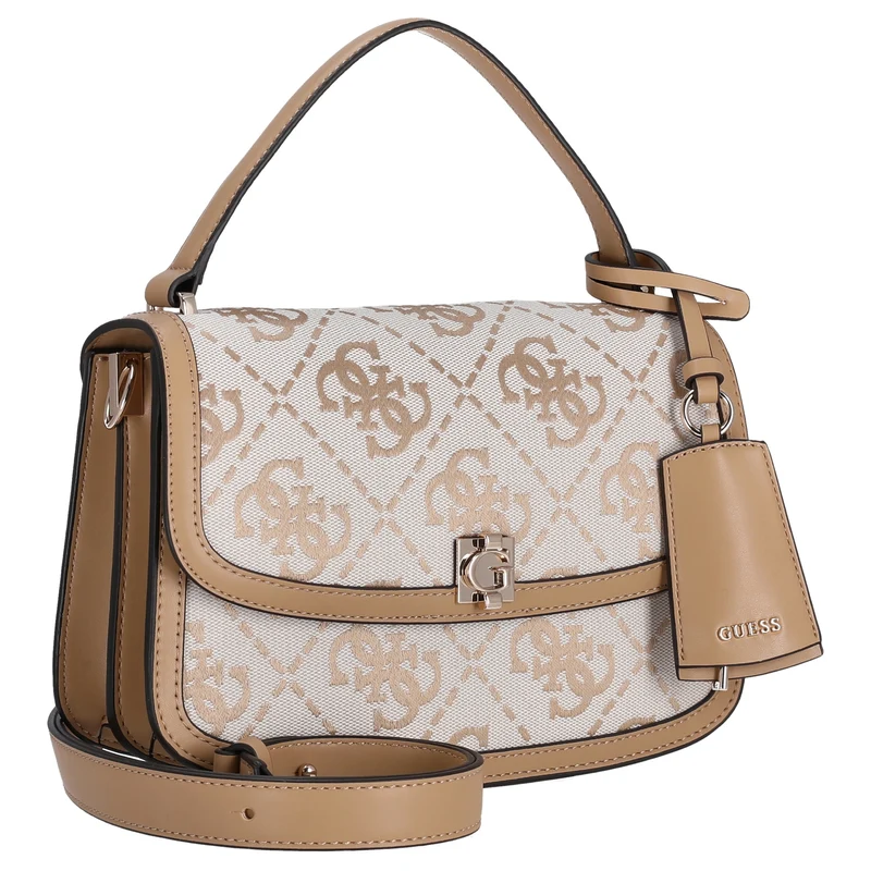 Guess Audrey Logo XBody Flap - Bolso bandolera 24.5 cm (beige logo)