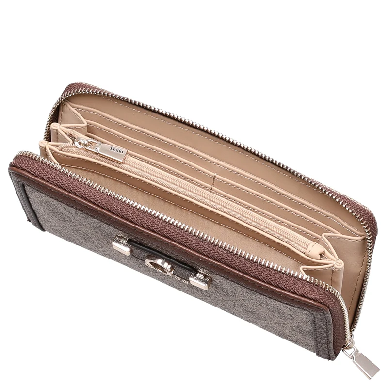 Guess Lindsey SLG Large Zip - Cartera 12cc 21 cm (latte logo)