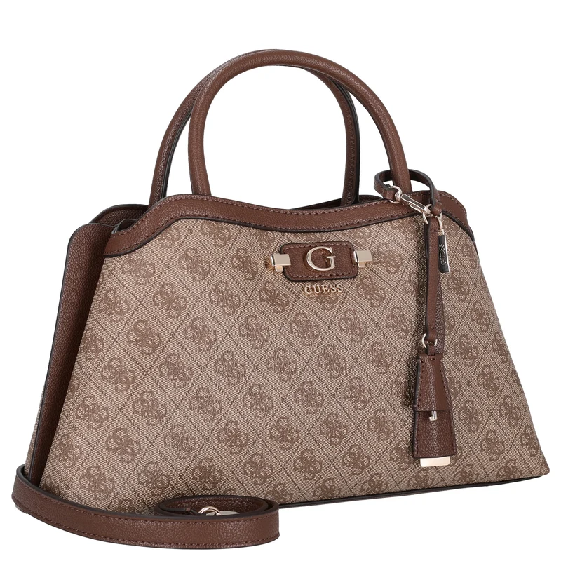 Guess Lindsey Satchel - Bolso de mano 36 cm (latte logo)