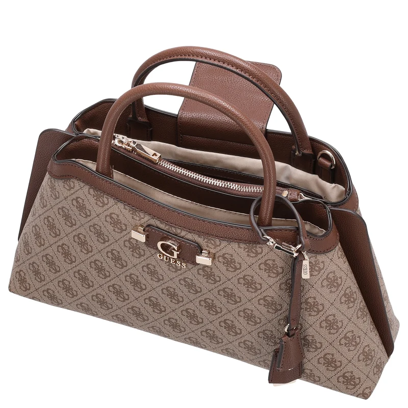 Guess Lindsey Satchel - Bolso de mano 36 cm (latte logo)