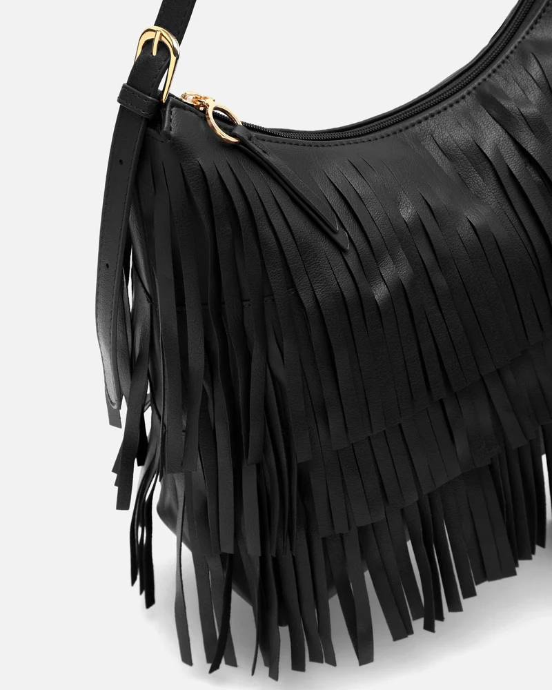 Tasel bolso de hombro con flecos