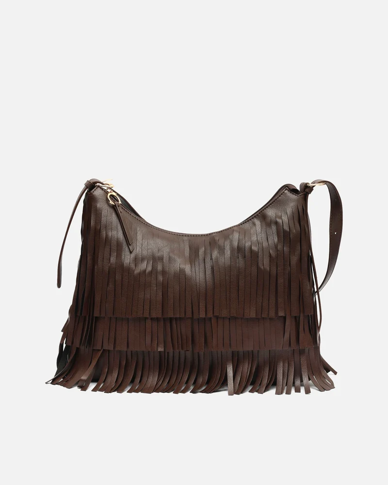 Tasel bolso de hombro con flecos