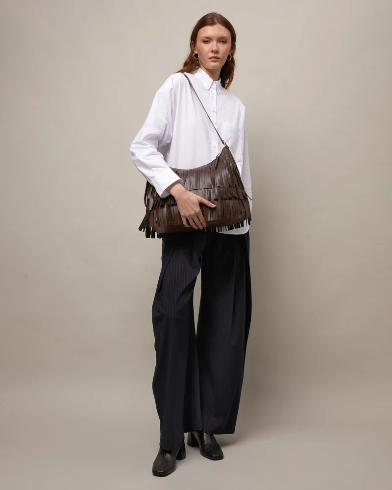Tasel bolso de hombro con flecos