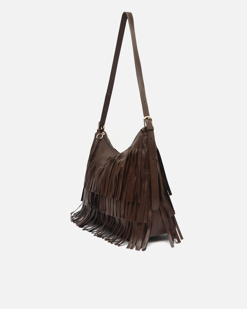 Tasel bolso de hombro con flecos