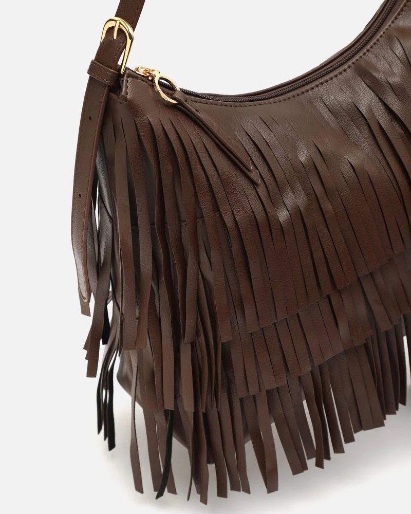 Tasel bolso de hombro con flecos