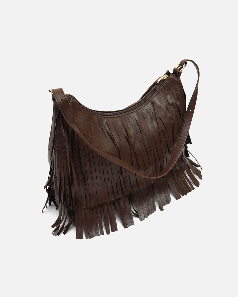 Tasel bolso de hombro con flecos