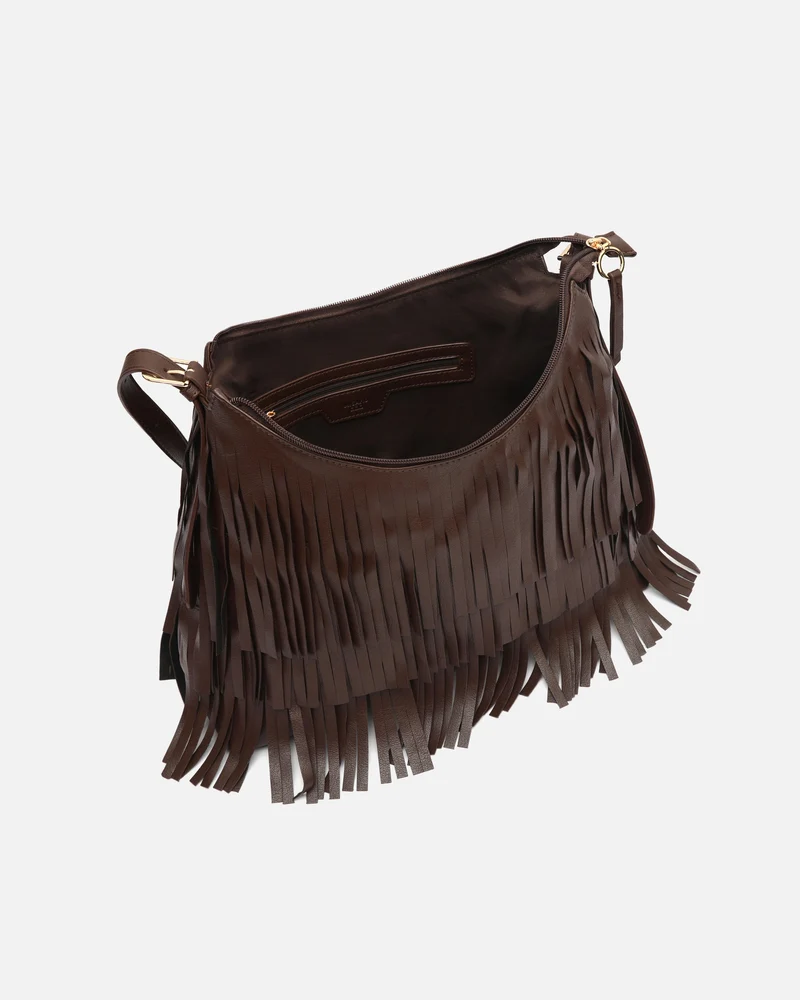 Tasel bolso de hombro con flecos