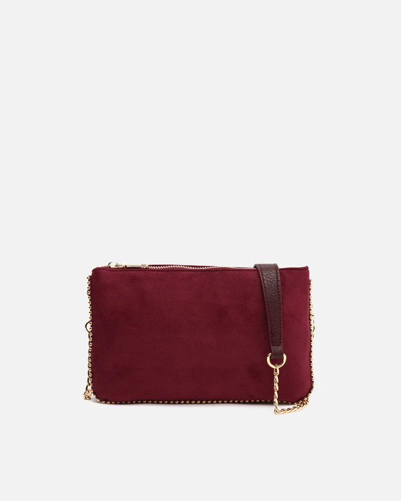 Boleo bolso bandolera efecto ante y con detalles metálicos