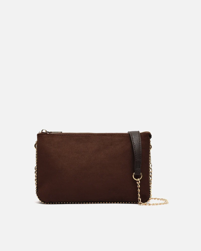 Boleo bolso bandolera efecto ante y con detalles metálicos