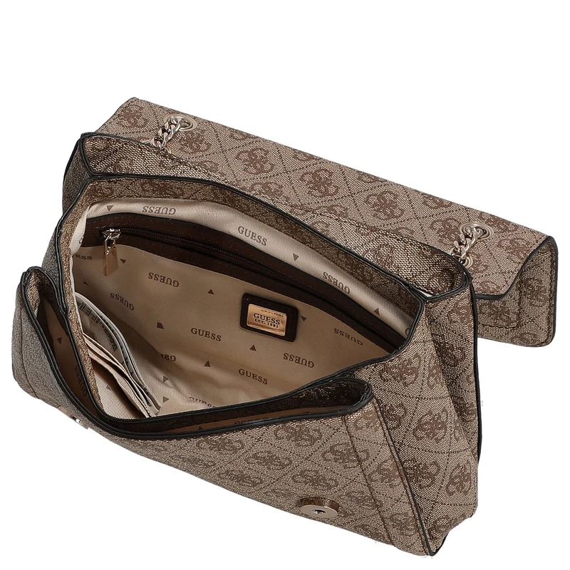 Guess Noelle II Convertible Xbody Flap - Bolso bandolera 24 cm (latte logo/brown)