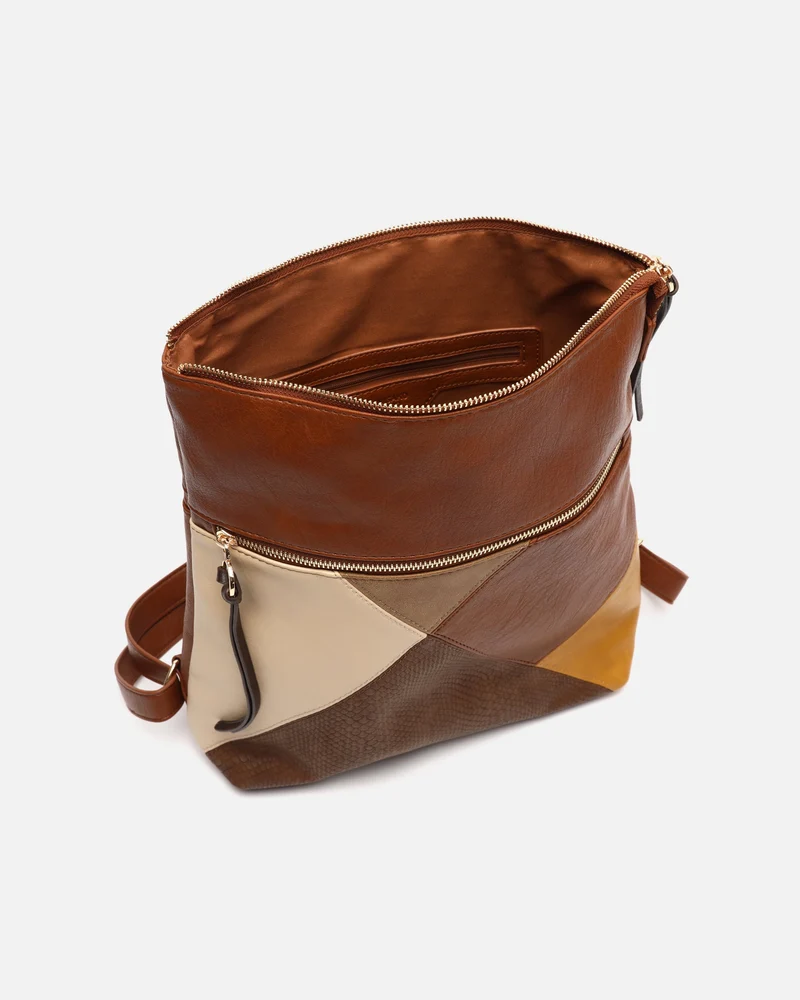Abeya mochila antirrobo con estampado patchwork
