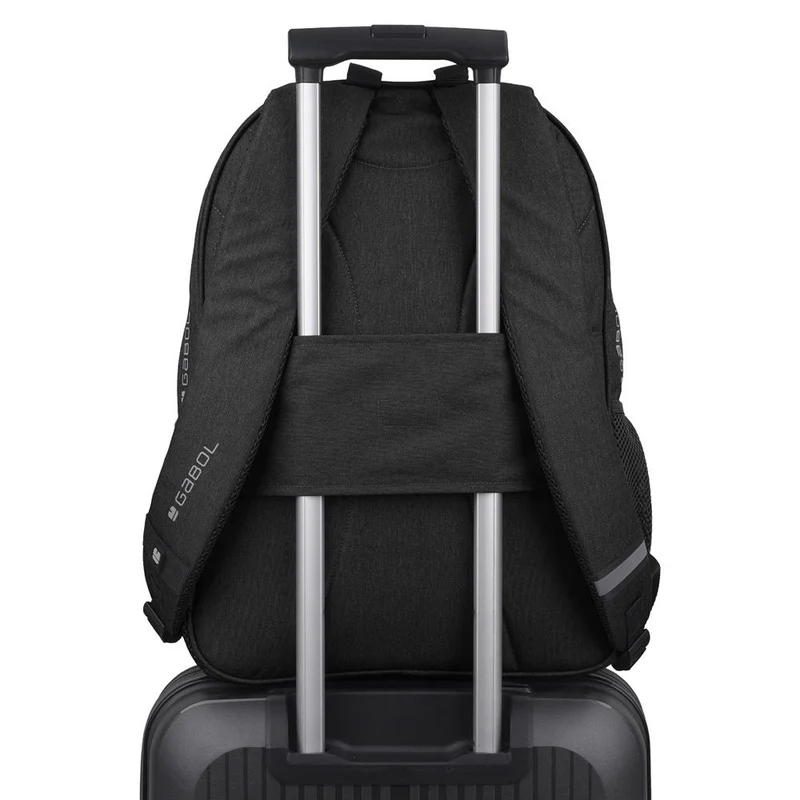 Mochila Gabol Wolf Negra Adaptable a Carro para Trabajo e Instituto