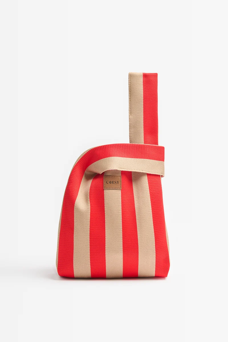 BOLSO MIKONOS ROJO/BEIGE