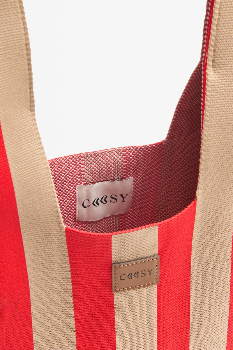 BOLSO MIKONOS ROJO/BEIGE