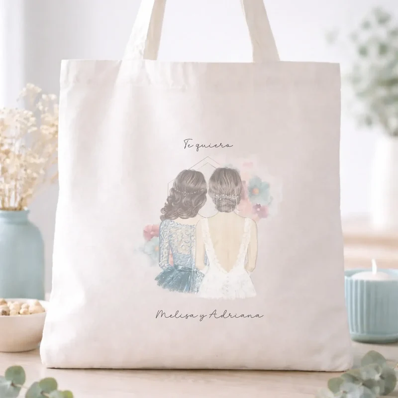 Totebag personalizada para damas de honor – Ilustración editable