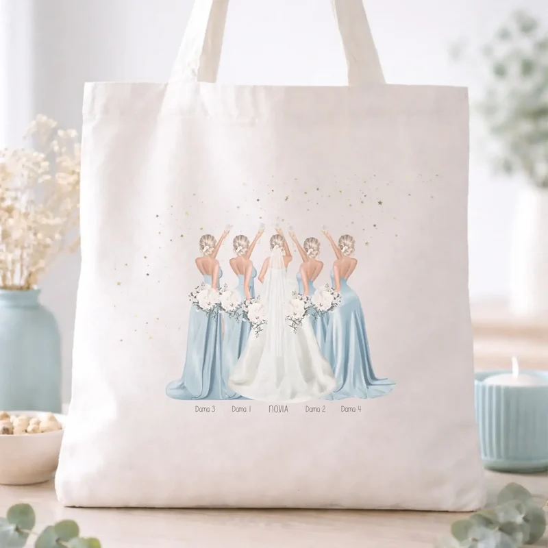 Totebag personalizada para damas de honor – Ilustración editable