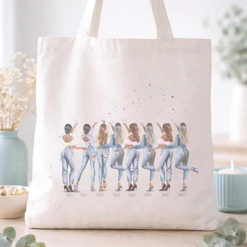 Totebag personalizada para damas de honor – Ilustración editable