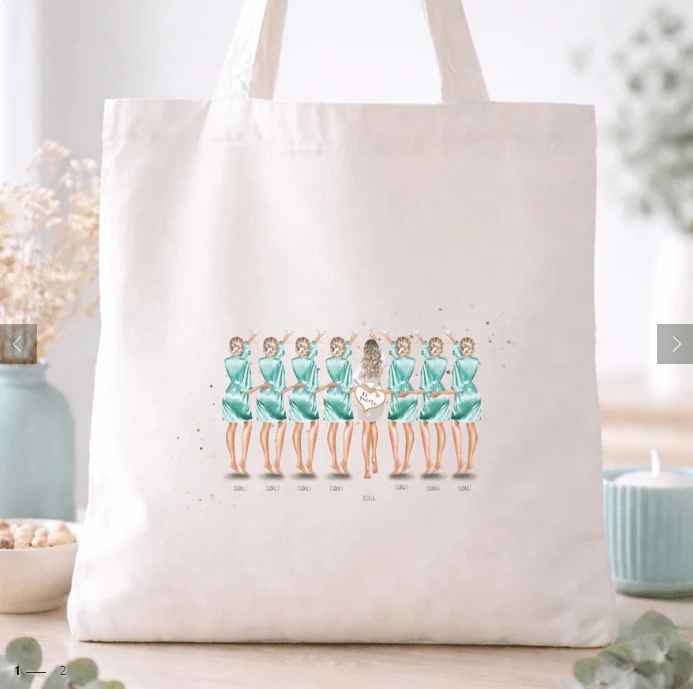 Totebag personalizada para damas de honor – Ilustración editable
