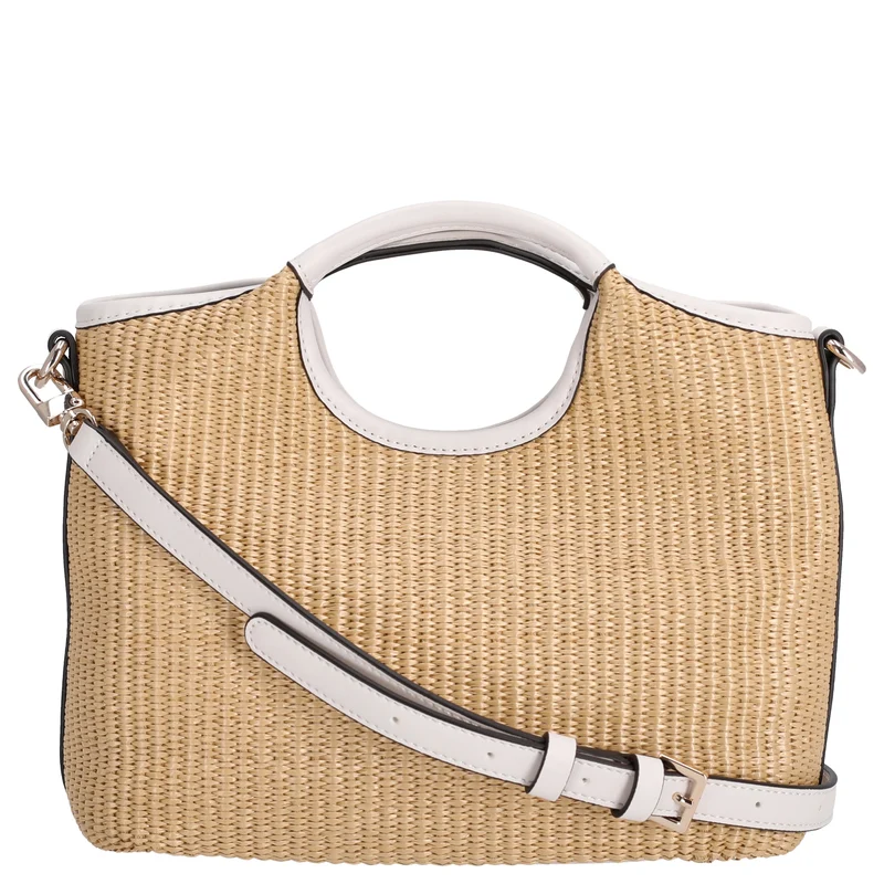Guess Kirsten Mini Satchel - Bolso de mano 24 cm (off white)