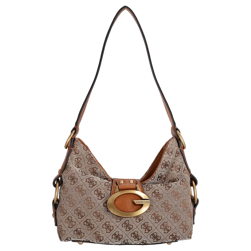 Guess Camden Mini - Bolso de hombro 24 cm (latte logo/cognac)