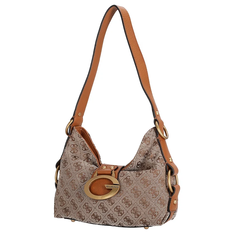 Guess Camden Mini - Bolso de hombro 24 cm (latte logo/cognac)