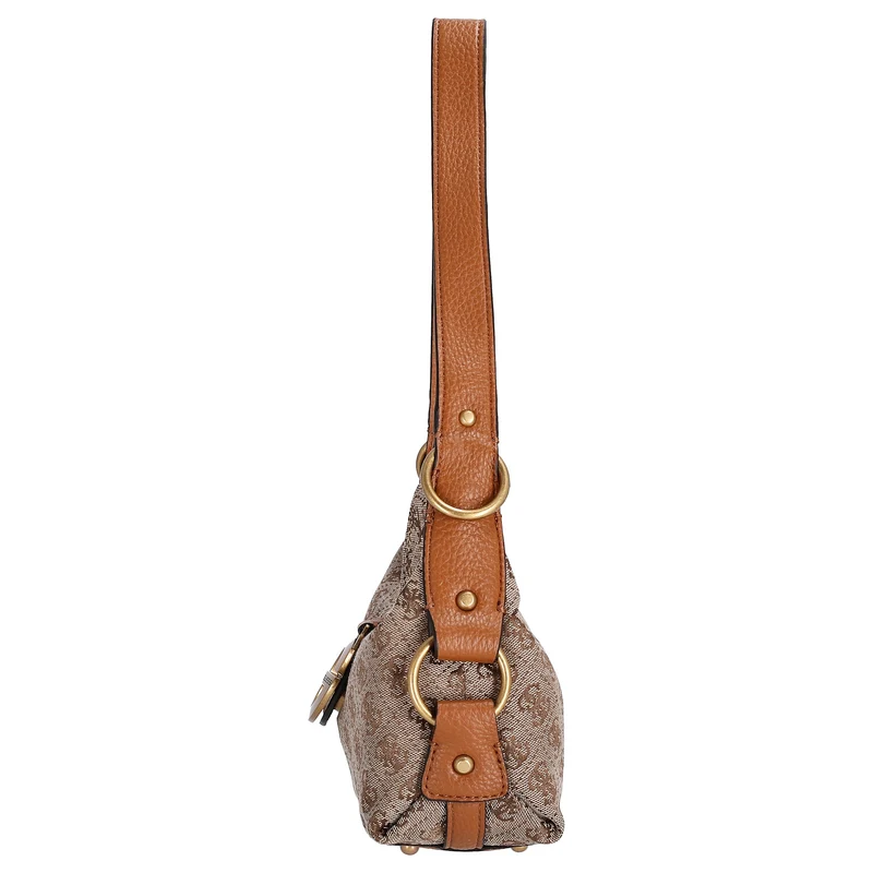 Guess Camden Mini - Bolso de hombro 24 cm (latte logo/cognac)