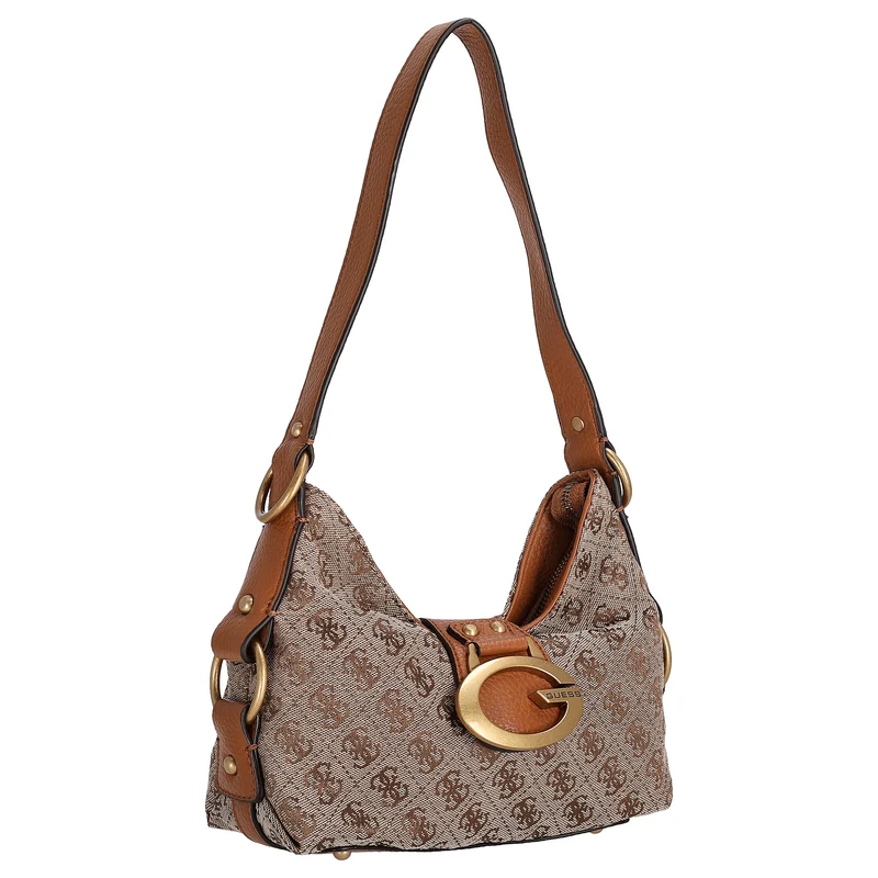 Guess Camden Mini - Bolso de hombro 24 cm (latte logo/cognac)